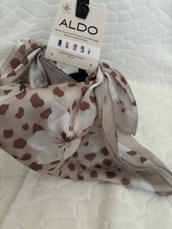 Aldo Accessories - ALDO Multi-Use Square Scarf Taupe Floral & Spot Print